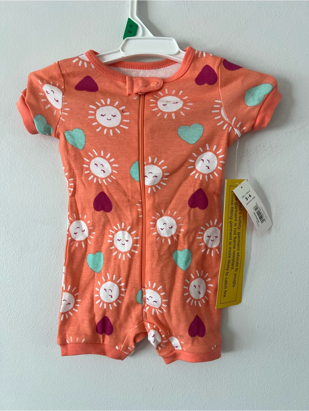 NEW Joe Fresh Girls Coral Onesie Short/ Short-Sleeve Sun & Heart 3-6 months
